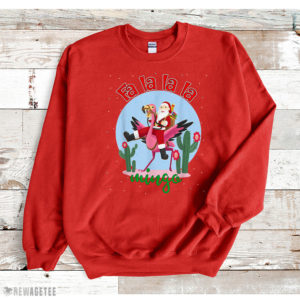 Red Sweatshirt Fall Mingo Cute Santa Ride Flamingo Fa la la la Flamingo T Shirt
