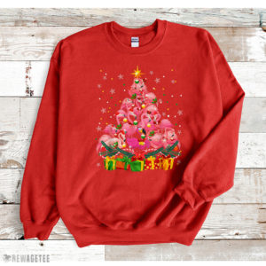 Red Sweatshirt Flamingo Christmas Tree Matching Family Group Pajama T Shirt