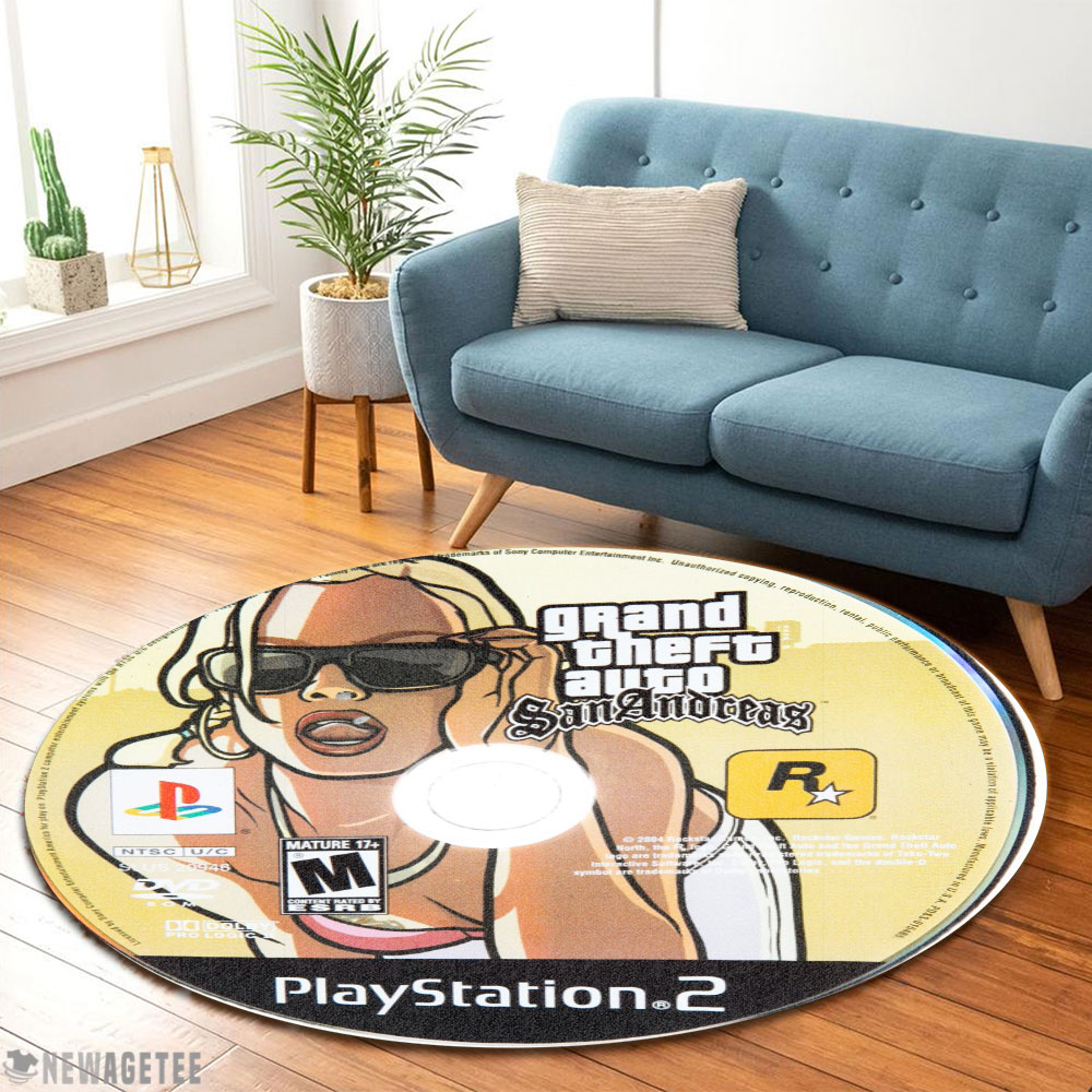 Grand Theft Auto San Andreas PlayStation 2 Disc Round Rug Carpet Grand Theft Auto San Andreas PlayStation 2 Disc Round Rug Carpet