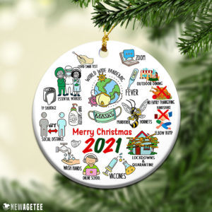 2021 Pandemic Vaccine Year in Review Merry Christmas Tree Ornament