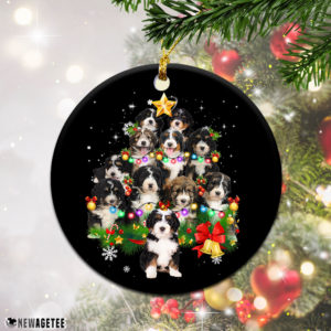 Bernedoodle Christmas Tree Lights Funny Dog Chrismas Ornament