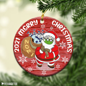 Santa Claus and Vaccine Funny Christmas 2021 Ornaments Pandemic holiday