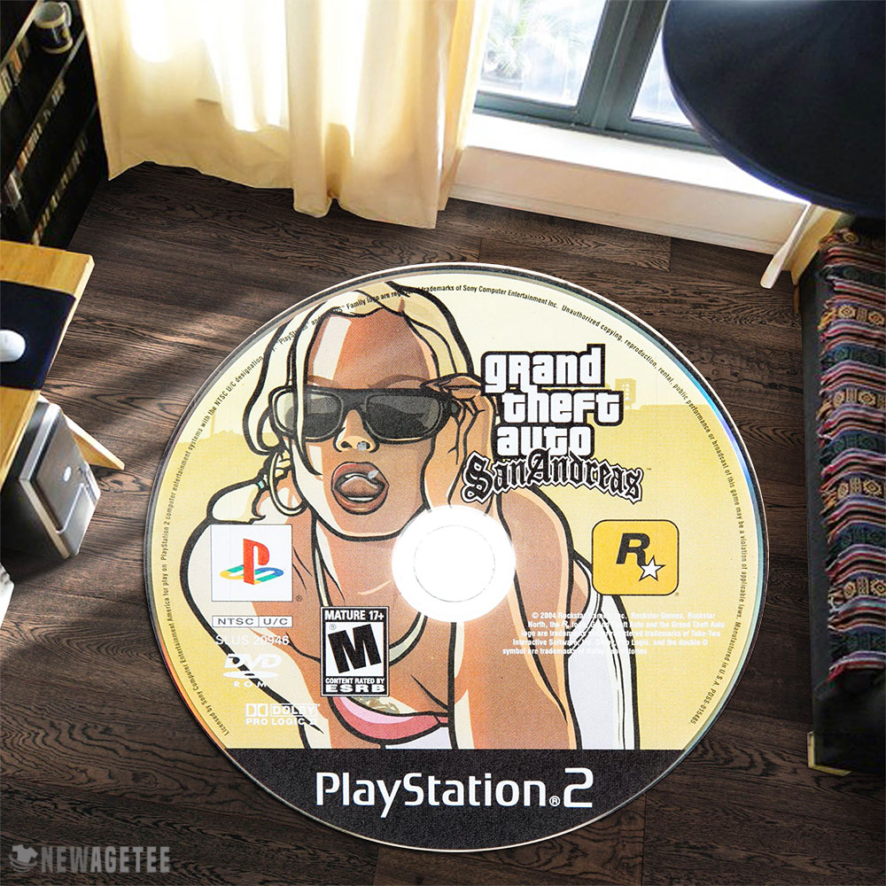 Grand Theft Auto San Andreas PlayStation 2 Disc Round Rug Carpet Grand Theft Auto San Andreas PlayStation 2 Disc Round Rug Carpet