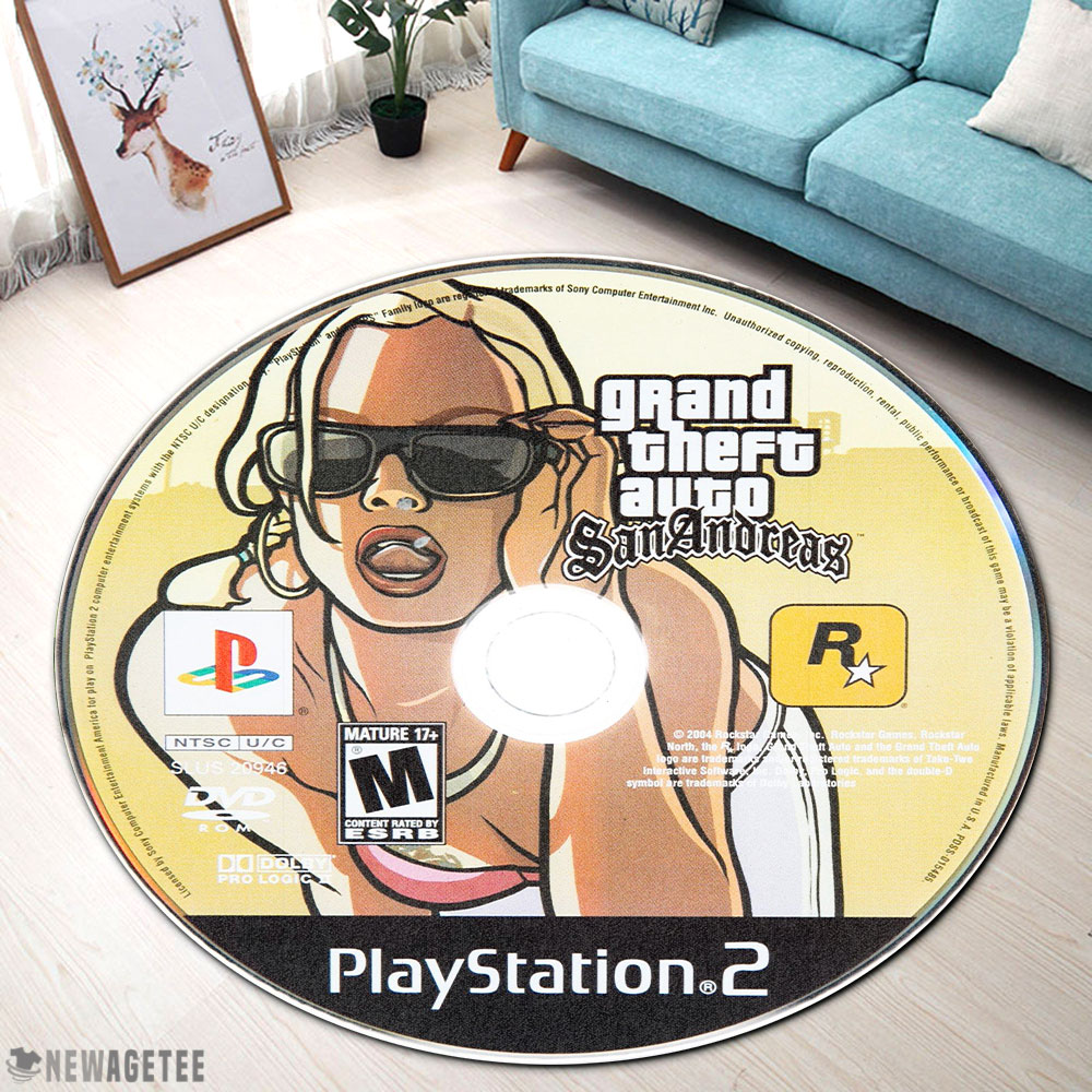 Grand Theft Auto San Andreas PlayStation 2 Disc Round Rug Carpet Grand Theft Auto San Andreas PlayStation 2 Disc Round Rug Carpet