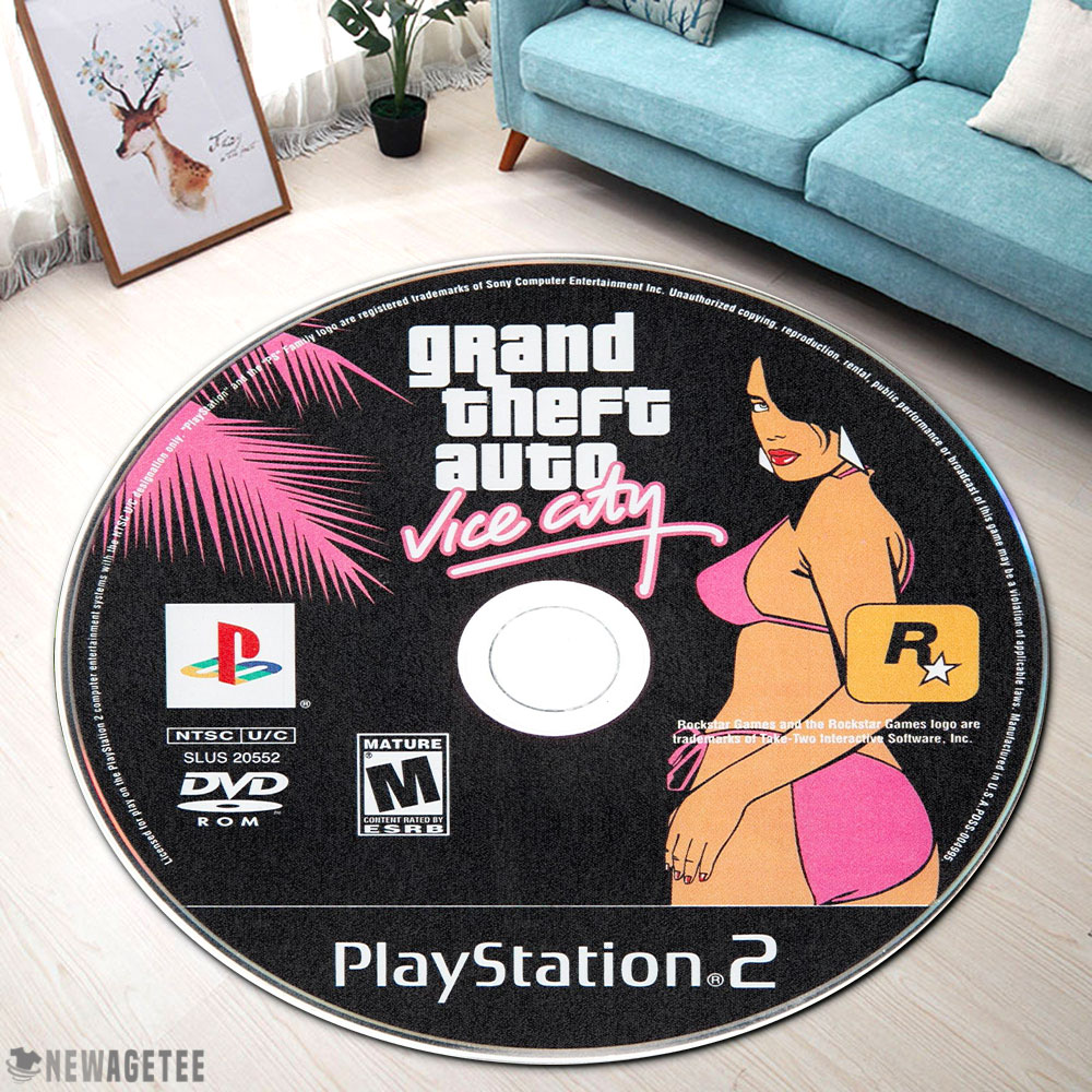Grand Theft Auto Vice City PlayStation 2 Disc Round Rug Carpet Grand Theft Auto Vice City PlayStation 2 Disc Round Rug Carpet