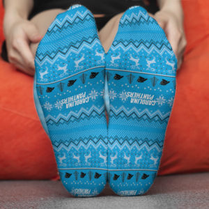 Carolina Panthers Adult Ugly Christmas Crew Socks