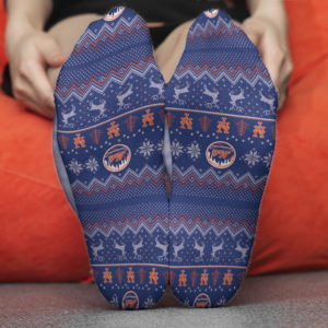 New York Mets Raglan Adult Ugly Christmas Crew Socks
