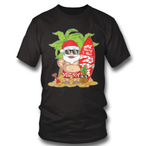 T Shirt Christmas in July I Santa Hawaiian Surfing T Shirt