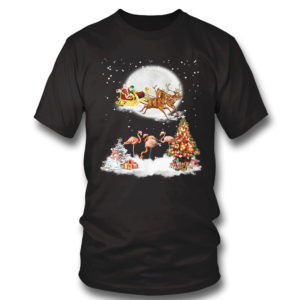 T Shirt Santa Riding Reindeer Flamingo Christmas T Shirt