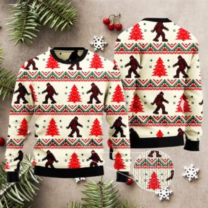 Amazing Bigfoot Ugly Christmas Sweater Knit Wool Sweater