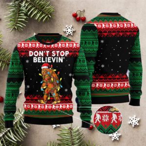 Bigfoot Dont Stop Believing Ugly Sweater Sweatshirt Knit Wool Sweater 2