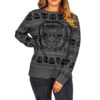 Black Cat Light Ugly Christmas Sweater Knit Wool Sweater