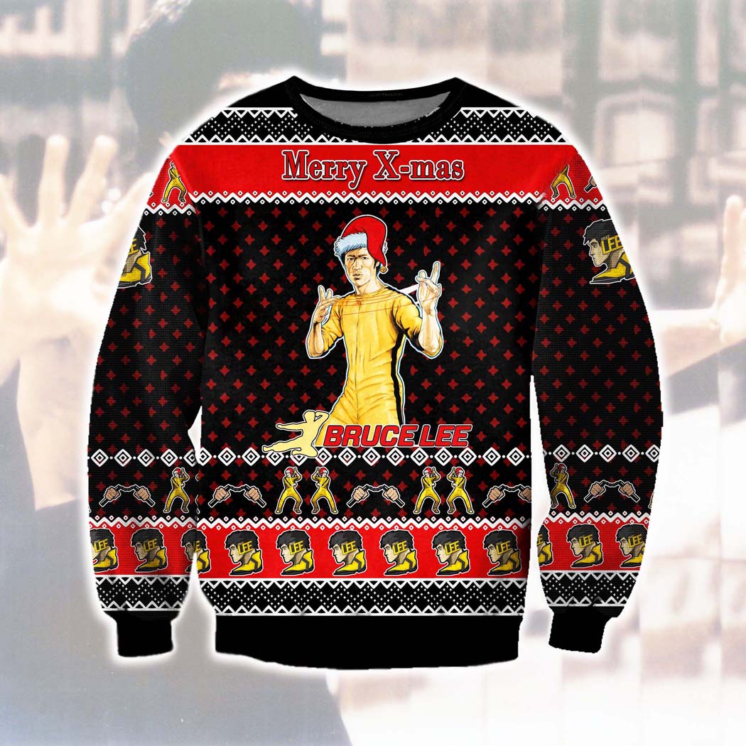 Bruce Lee Ugly Christmas Sweater Unisex Knit Sweater Bruce Lee Ugly Christmas Sweater Unisex Knit Sweater