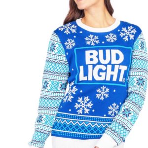 Bud Light Beer Ugly Christmas Sweater Knit Wool Sweater