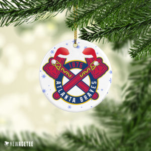 Ceramic Ornament Atlanta Braves 18767 Santa hat Christmas Tree Decoration Ornament