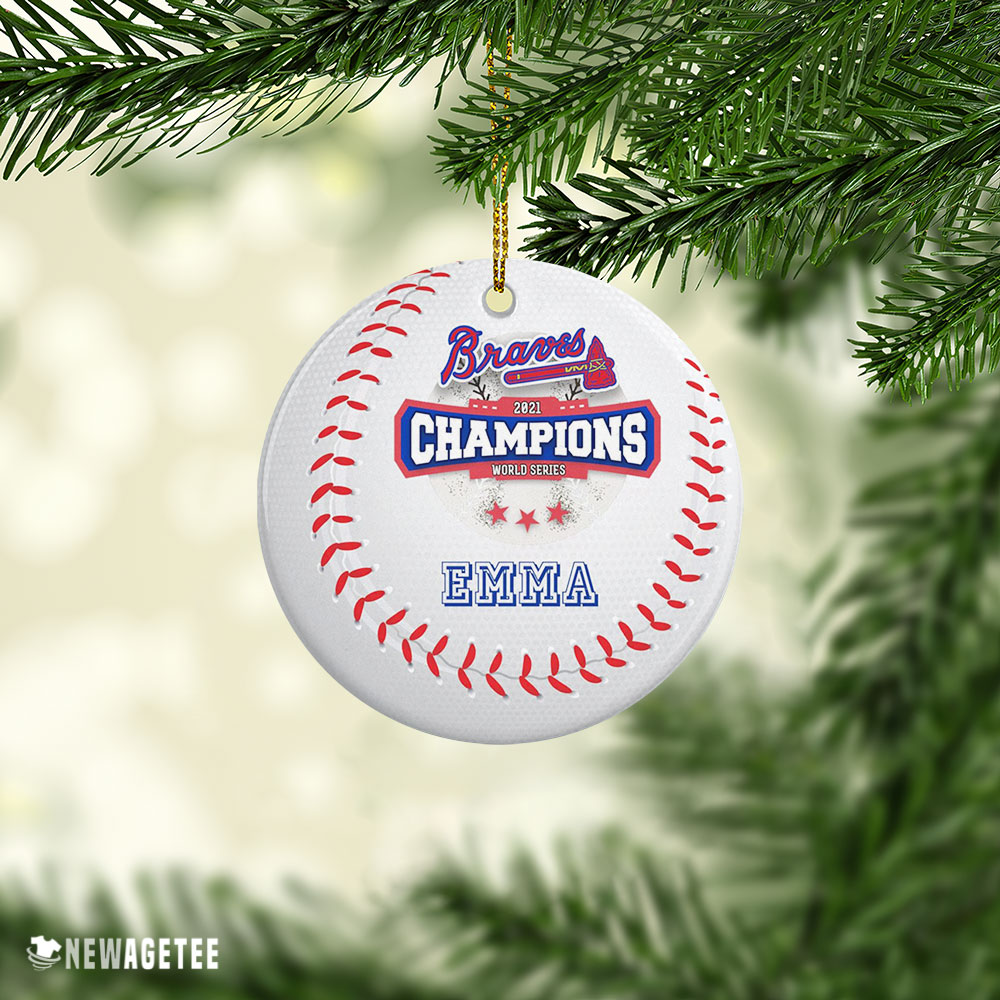 Atlanta Braves Ornament Baseball World Series 2021 Custom Name