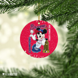 Ceramic Ornament Atlanta Braves World Series Champions 2021 MLB Mickey Mouse Christmas Ornament