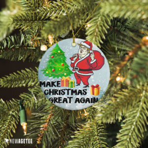Ceramic Ornament Make Christmas Great Again Funny Trump Santa Christmas Ornament
