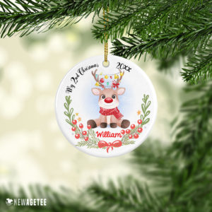 Personalized Baby Deer My 2nd Christmas ornament Second Christmas gift
