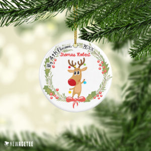 Personalized Baby Deer My 4th Christmas ornament Fourth Christmas