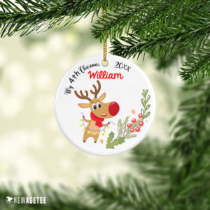 Personalized Baby Deer My 4th Fourth Christmas ornament