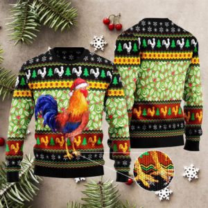 Chicken Cluck-ry Ugly Christmas Sweater Knit Wool Sweater