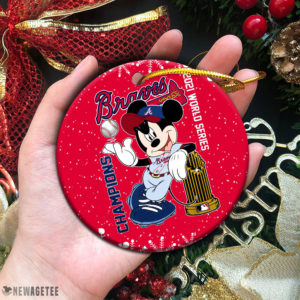 Atlanta Braves World Series Champions 2021 MLB Mickey Mouse Christmas Ornament