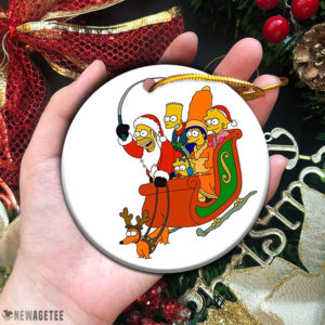 Circle Ornament Santa Homer Simpson Family Merry Christmas Ornament