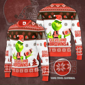 Cleveland Browns Grinch Knit Ugly Christmas sweater