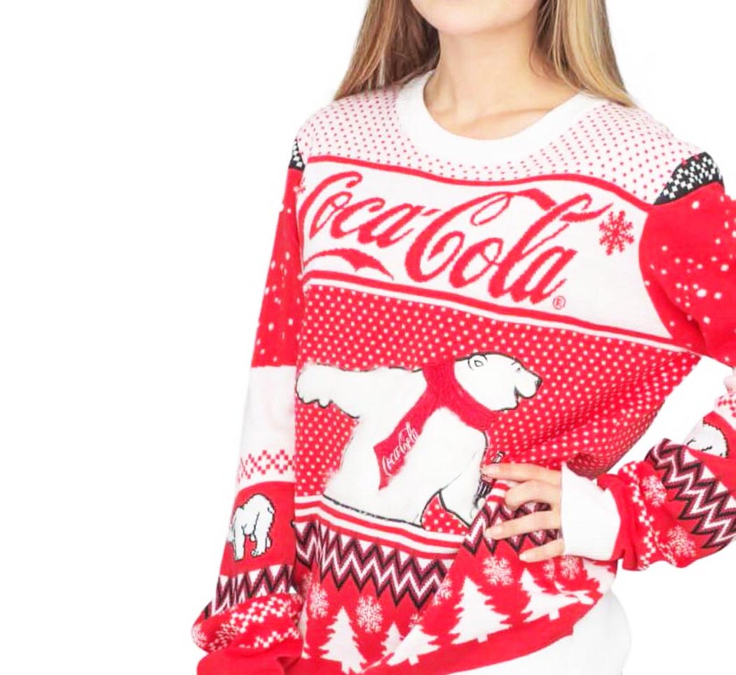 Coca-Cola Polar Bear Coke And Trees Ugly Christmas Sweater Knit Wool Sweater