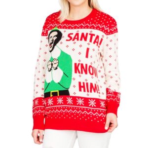 Elf Buddy Santa I Know Him Ugly Christmas Sweater Knit Wool Sweater