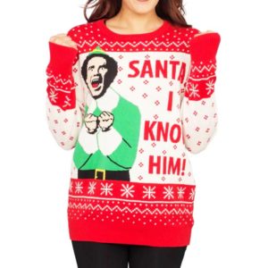 Elf Buddy Santa I Know Him Ugly Christmas Sweater Knit Wool Sweater
