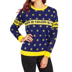 Fortnite Ninja Ugly Christmas Sweater With Shuriken Knit Wool Sweater