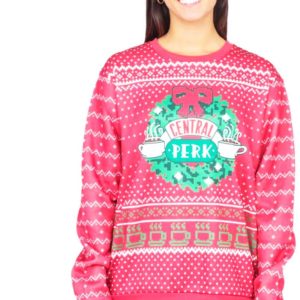 Friends Central Perk Wreath Ugly Christmas Sweater Knit Wool Sweater