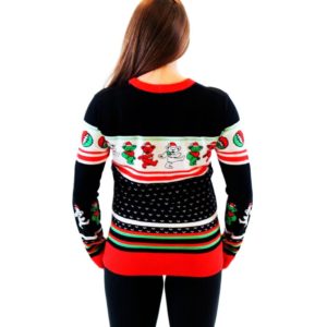Grateful Dead Dancing Bears Tacky Ugly Christmas Sweater Knit Wool Sweater