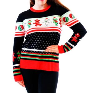 Grateful Dead Dancing Bears Tacky Ugly Christmas Sweater Knit Wool Sweater