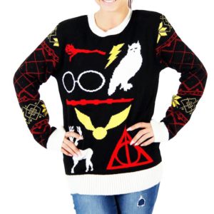Harry Potter Owl Deathly Hallows Ugly Christmas Sweater Knit Wool Sweater