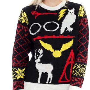 Harry Potter Owl Deathly Hallows Ugly Christmas Sweater Knit Wool Sweater