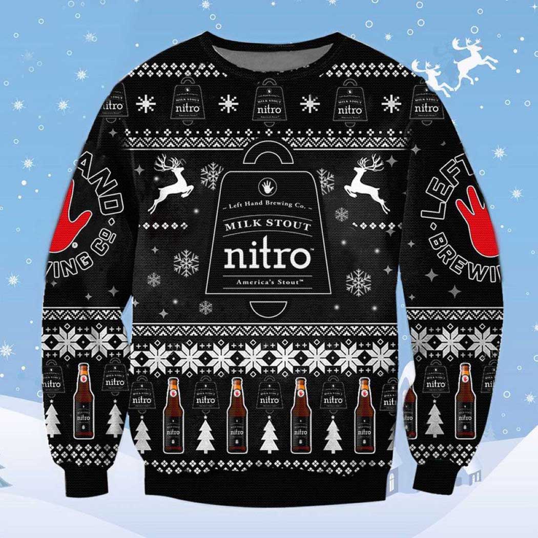 Left Hand Milk Stout Nitro Ugly Christmas Sweater Unisex Knit Wool Ugly Sweater Left Hand Milk Stout Nitro Ugly Christmas Sweater Unisex Knit Wool Ugly Sweater