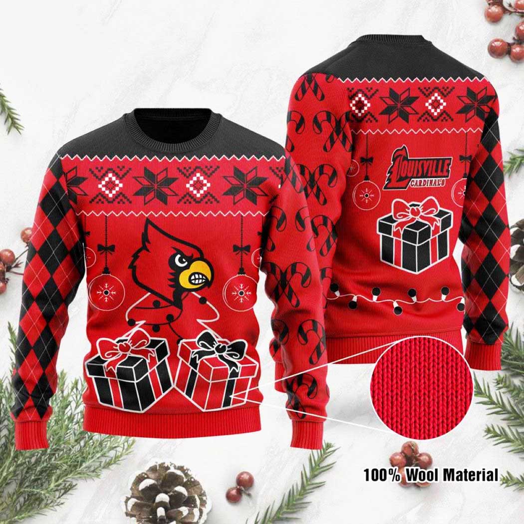 Louisville Cardinals Ugly Christmas Sweater Unisex Knit Wool Ugly Sweater Louisville Cardinals Ugly Christmas Sweater Unisex Knit Wool Ugly Sweater