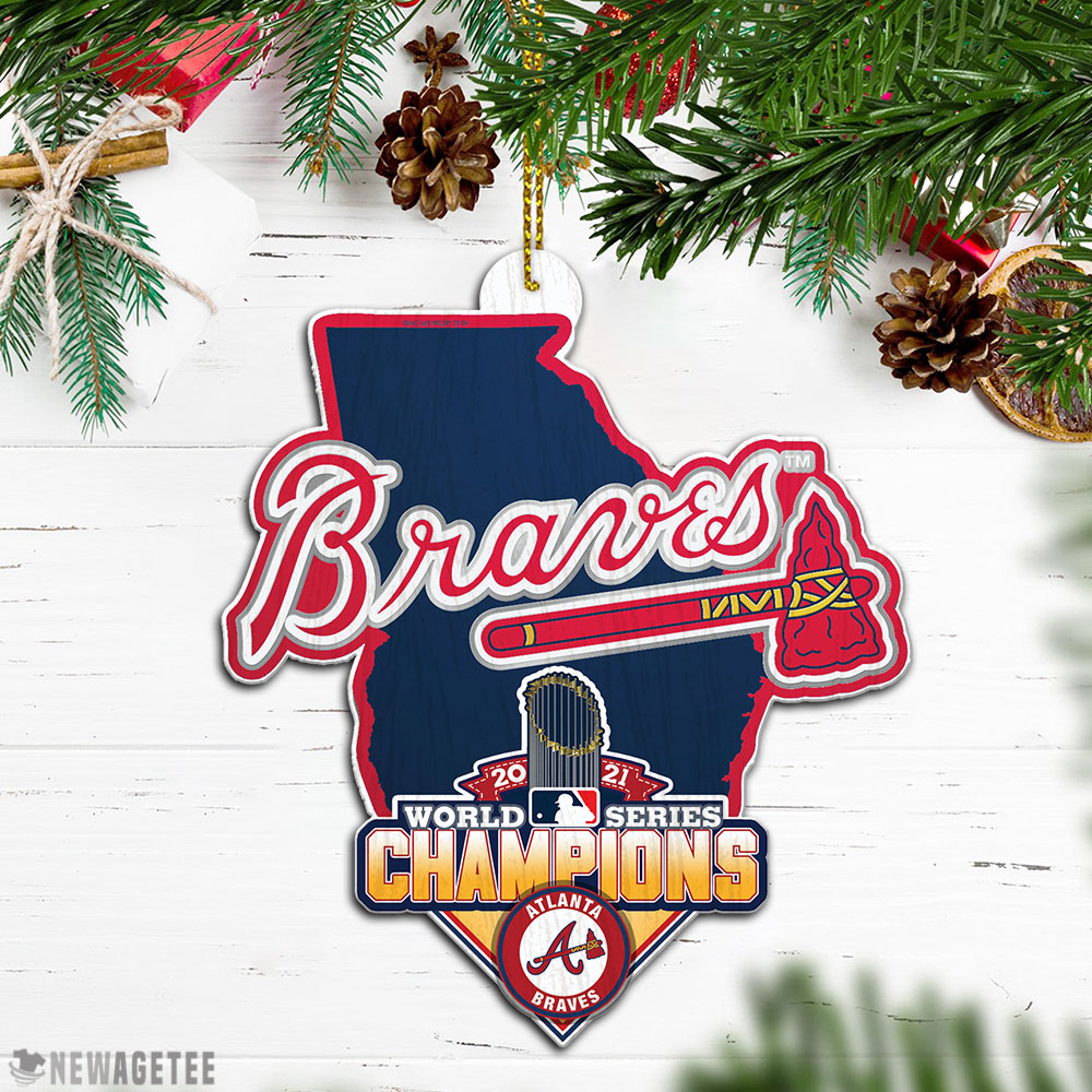 Atlanta Braves 2021 World Series Champions Wood Christmas Ornament