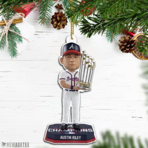 Austin Riley Atlanta Braves 2021 World Series Champions Wood Christmas Ornament