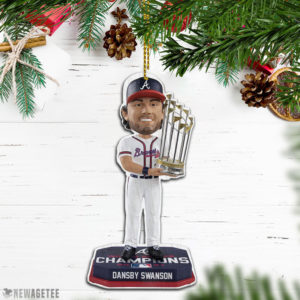 Dansby Swanson Atlanta Braves 2021 World Series Champions Wood Christmas Ornament