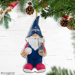 Ornament Decoration Gnome Trophy Atlanta Braves 2021 World Series Champions Wood Christmas Ornament