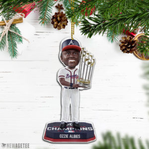 Ornament Decoration Ozzie Albies Atlanta Braves 2021 World Series Champions Wood Christmas Ornament