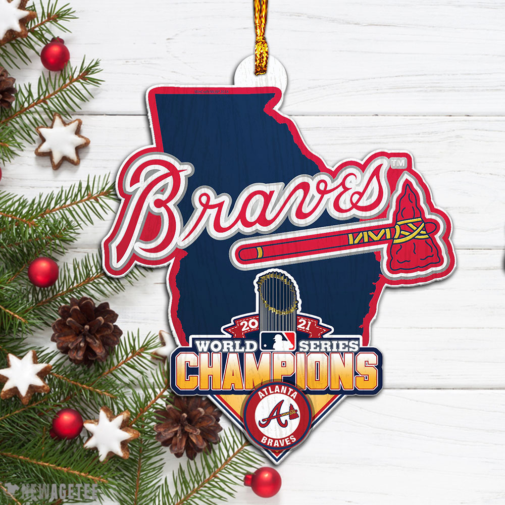 Atlanta Braves 2021 World Series Champions Wood Christmas Ornament