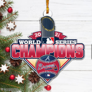 Champions Atlanta Braves World Series 2021 Wood Christmas Ornament
