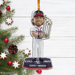 Ornament Gift Dansby Swanson Atlanta Braves 2021 World Series Champions Wood Christmas Ornament
