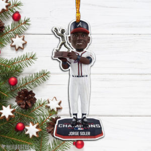 Ornament Gift Jorge Soler Atlanta Braves 2021 World Series Champions Mvp Wood Christmas Ornament