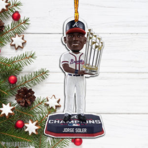 Jorge Soler Atlanta Braves 2021 World Series Champions Wood Christmas Ornament